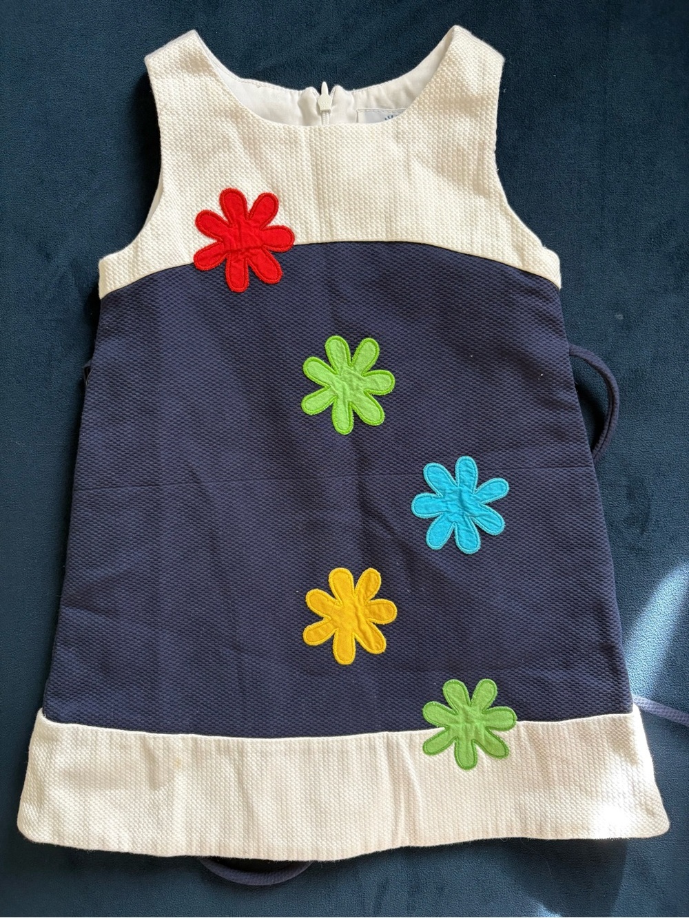Florence Eisman Navy and White Floral Appliqué Dress